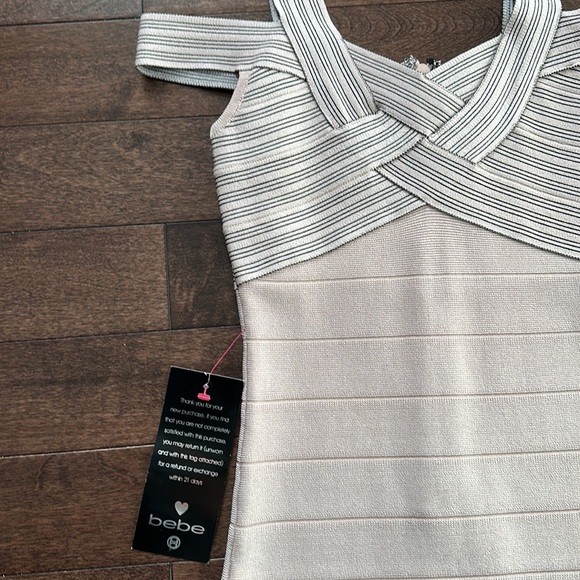 Bebe Luxe Bandage Criss Cross Bodycon Dress Blush Pink Small NWT - Picture 4 of 11